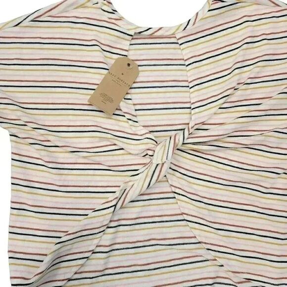 Lazy Sundays Women's Ivory Rayon/Poly/Spandex Lightweight Terry Cloth Striped Do - Picture 7 of 11